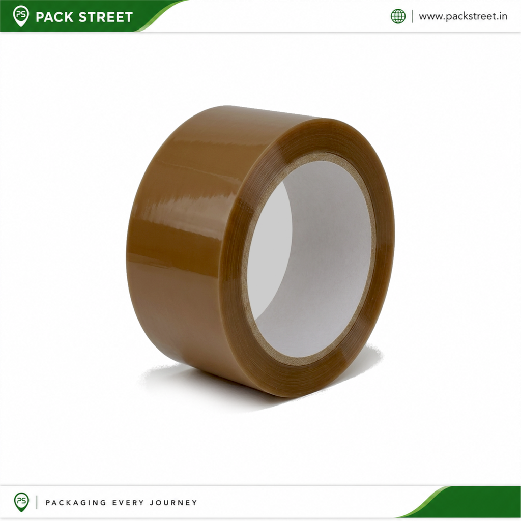 [PS_AT_BR_2IN_40U_65M_1N] 2 Inch Brown BOPP Packing Tape (40 Micron, 65m) (Pack of 1 Roll)