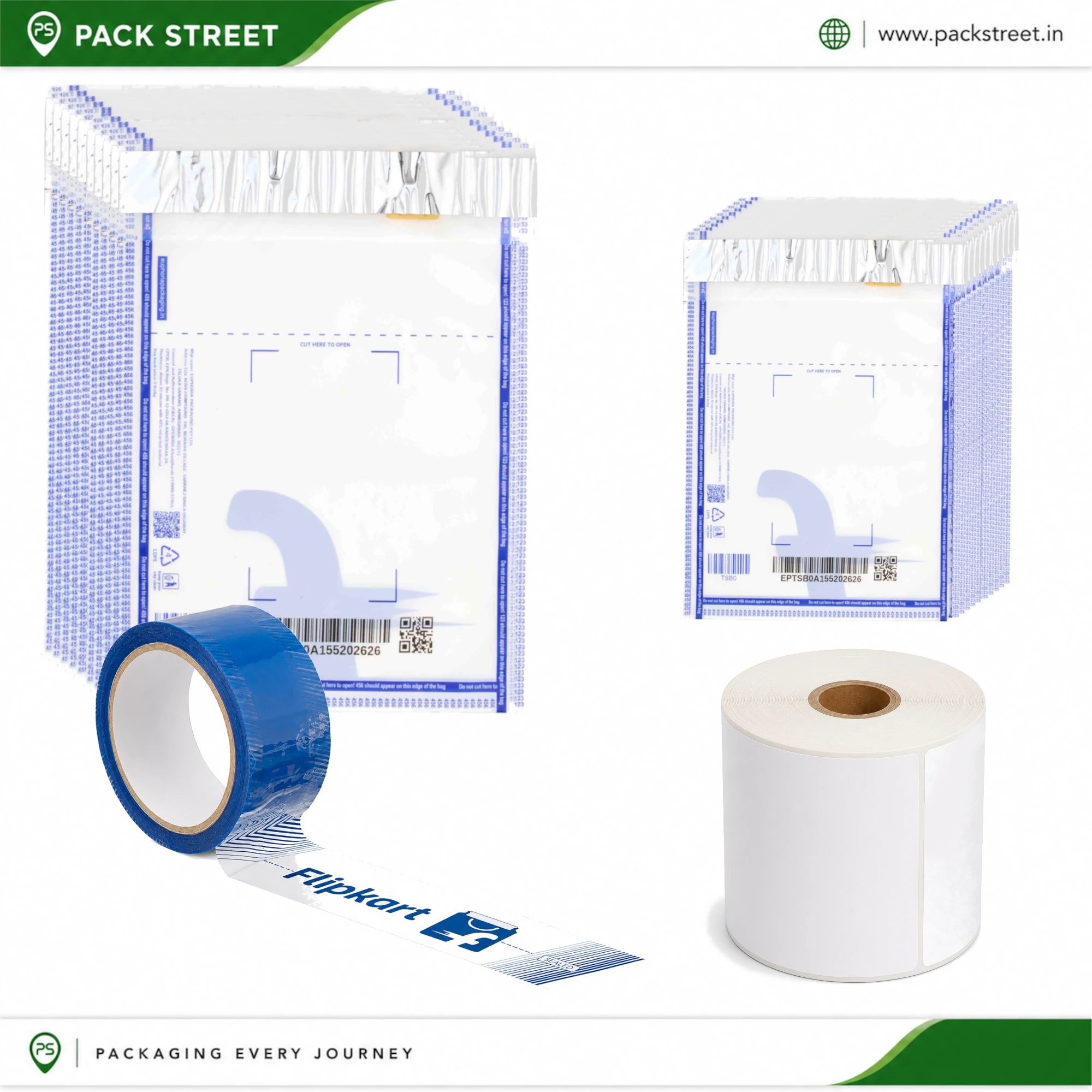 Flipkart Starter Pack (6x7.5 TSB0, 6x7.5 TSB0, Flipkart Blue Tape, 3x5 Thermal Label)