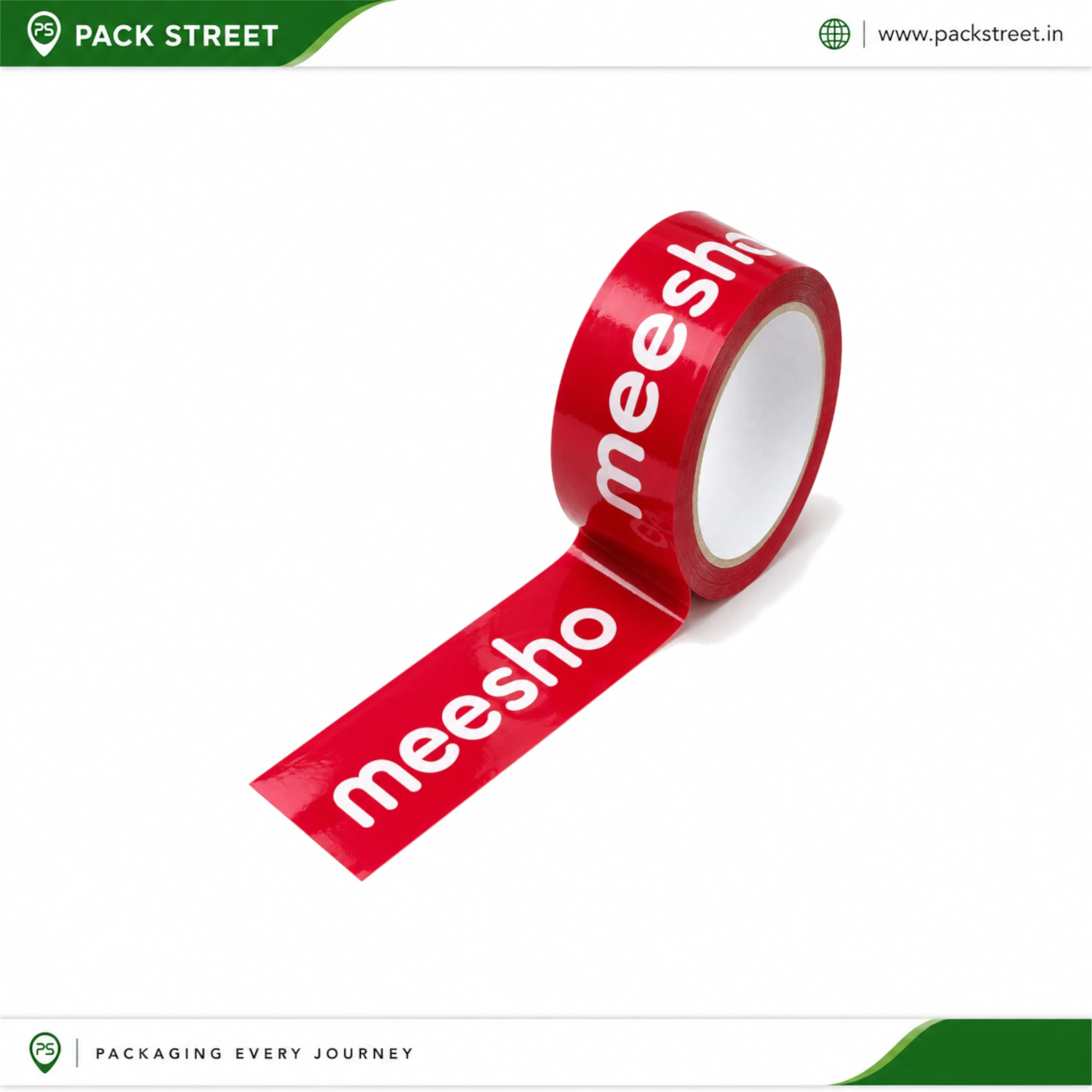 Meesho Printed BOPP Tape (2 Inch, 40 Micron, 65m, Pink)